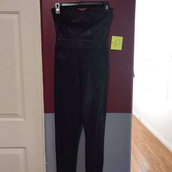 🌺Bebe Shiny Black Pantsuit/Jumpsuit🌺 - Picture 1 of 2